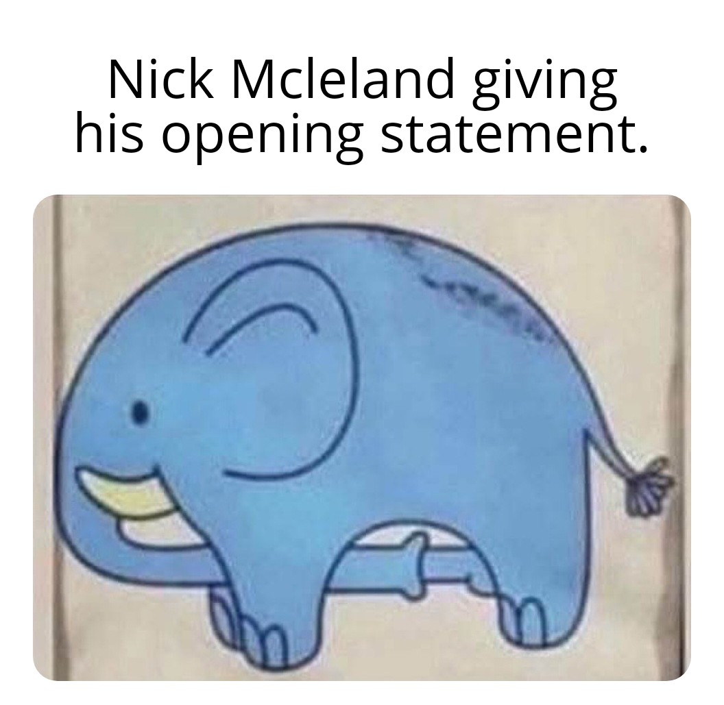 Nick McLeland giving his opening statement