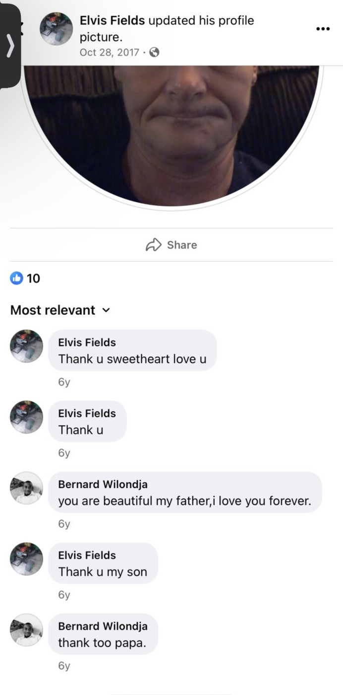 Elvis Fields: Thank you my son